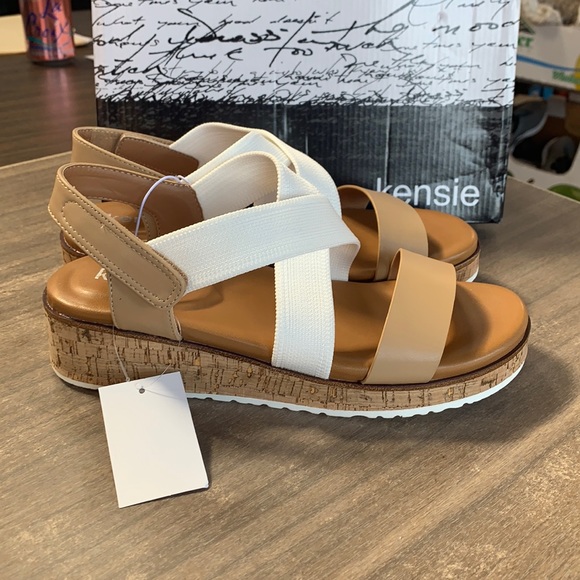 NWT Kensie Palermo wedge Sandal Natural Tan - Picture 3 of 6